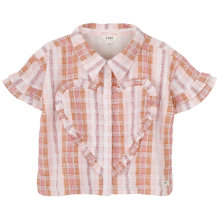 Labo De Colores blouse roze hart Lora blouse shortsleeve pink papaya meisjes zomercollectie Pudilo