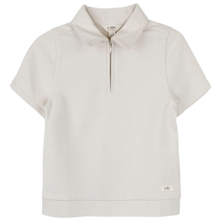 Labo De Colores polo t-shirt creme met rits Lau Shortsleeve Polo Off White zomercollectie