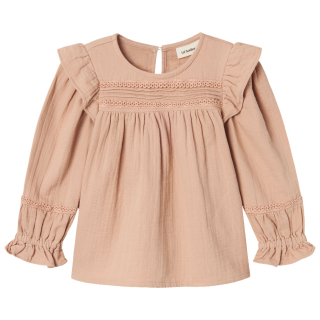 Lil Atelier Blouse Roze Ruffle Rugby Tan