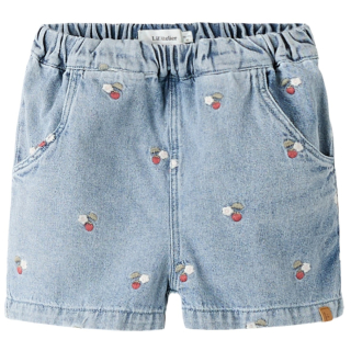 Lil Atelier korte broek blauw met kersen