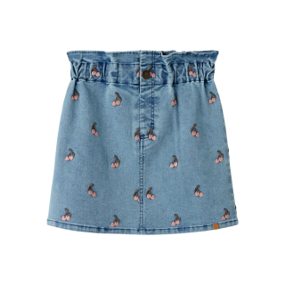 Lil Atelier Rok Blauw Kersjes Ruffle