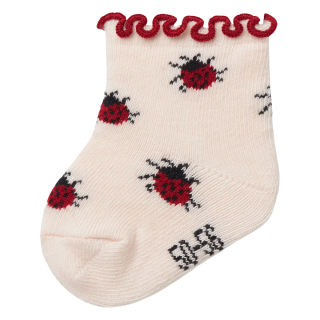 Lil Atelier Sok Creme/Rood Lieveheersbeestje Silver Peony