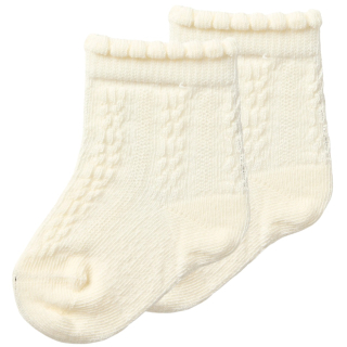 Lil Atelier sokken creme 2-pack baby nbfkendra opengewerkte structuur