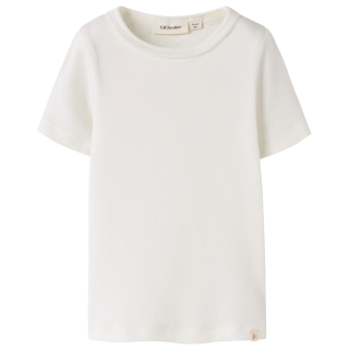 lil atelier t-shirt creme coconut milk meisjes rib top korte mouw