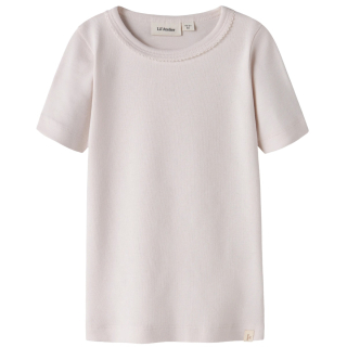 lil atelier t-shirt roze morganite meisjes rib top korte mouw