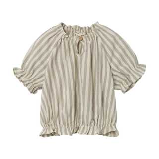 Lil Atelier T-shirt Ruffle Creme/Groen Strepenprint