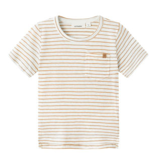 Lil Atelier T-shirt Wit/Bruin Strepen