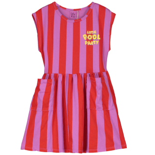 Lotiekids sleeveless dress lotie pool party red stripes magenta