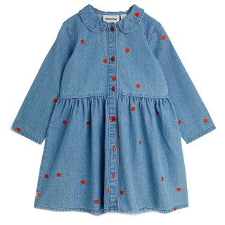 Mini Rodini Jurk Blauw/Rood Hartjes