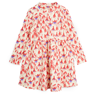 Mini Rodini Jurk Creme/Rood/Paars Bloemenprint