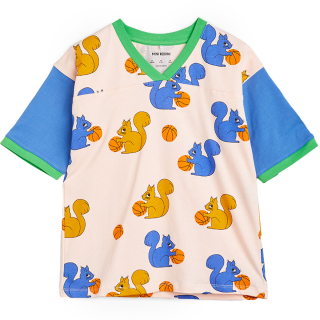 Mini Rodini T-Shirt Roze/Blauw/Groen Eekhoornprint