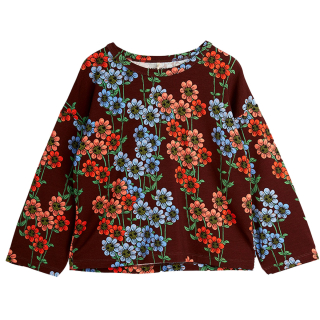 Mini Rodini Longsleeve Bruin/Rood/Blauw Bloemenprint