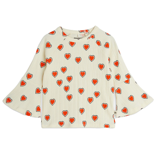 Mini Rodini Longsleeve Creme/Rood Hartjes