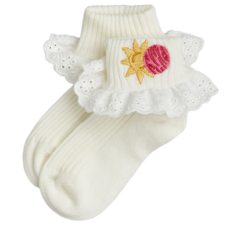 Mini Rodini Sok Creme Ruffle Zon Planeet
