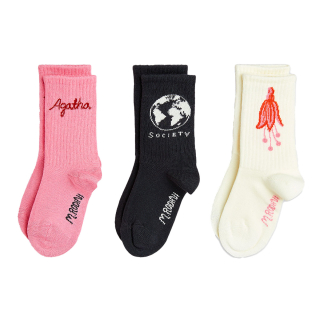 Mini Rodini Sokken Roze/Zwart/Wit 3 Stuks