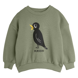 Mini Rodini Sweater Groen/Zwart Vogel