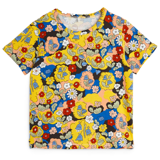 Mini Rodini T-shirt Geel/Blauw/Roze Bloemen