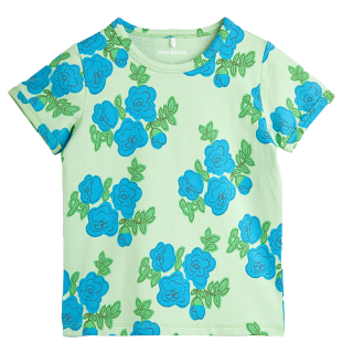 Mini Rodini T-shirt Groen/Blauw Bloemen