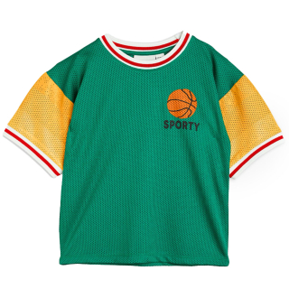 Mini Rodini T-Shirt Groen/Geel Basketbal