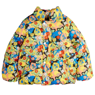 Mini Rodini Winterjas Geel/Zwart/Blauw Bloemen