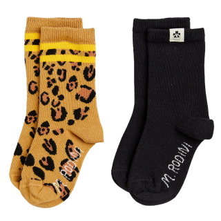 Mini Rodini Sok 2-Pack Zwart/Bruin Panterprint