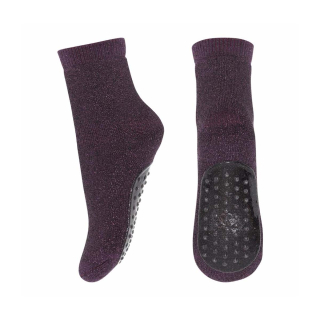 MP Denmark Glitter Anti-Slip Sok Celine Paars Dark Purple met zachte badstof binnenkant en antislipzool