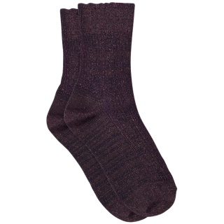 MP Denmark Glitter Sok Celosia Paars Dark Purple met ribstructuur en subtiele glitter