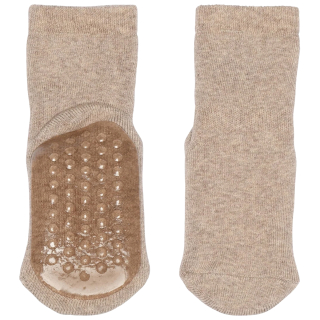 MP Denmark Anti-Slip Sok Bruin Light Brown Melange met terry binnenkant en antislipzool
