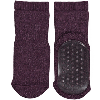MP Denmark Glitter Anti-Slip Sok Celine Paars Dark Purple met zachte badstof binnenkant en antislipzool