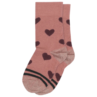 MP Denmark Sok Ada Hartjes Roze Ash Rose met donkerrode hartjes en glitterdetails
