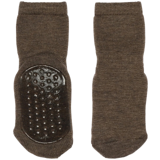 MP Denmark Wollen Anti-Slip Sok Bruin Brown Melange met antislipzool