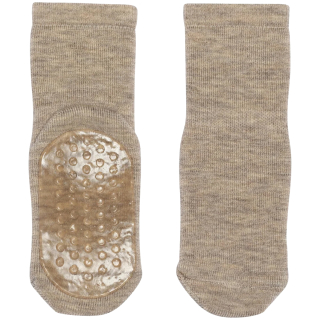 MP Denmark Wollen Anti-Slip Sok Bruin Light Brown Melange met antislipzool