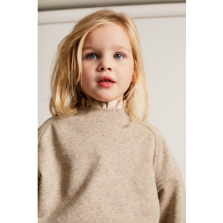 Baje Studio Sweater Beige Ruffle Kraag Noville Sand Melange Multicolor