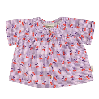 Piupiuchick Blouse Paars/Creme Kersen Ruiten