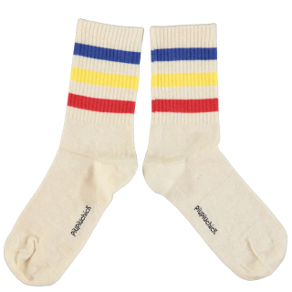 Piupiuchick Sok Creme/Blauw/Geel Strepen