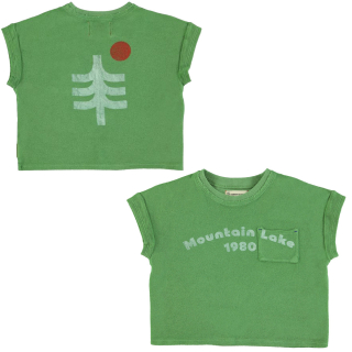 Piupiuchick T-Shirt Groen Mountain Lake Badstof