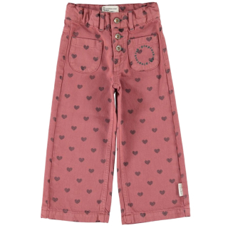 Piupiuchick wide spijkerbroek roze hartjes