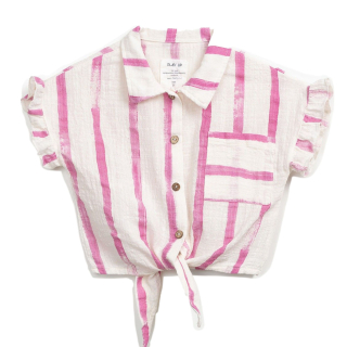Play Up Blouse Creme/Roze Strepen Ruffle