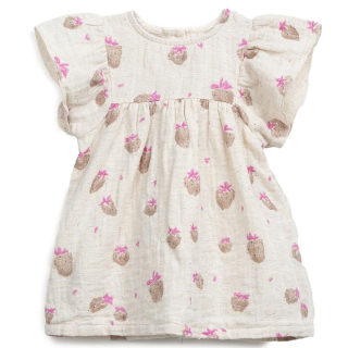 Play Up Jurk Creme/Bruin/Roze Aardbei
