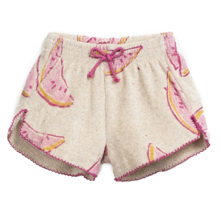 Play Up Korte Broek Beige/Roze/Geel Badstof Baby