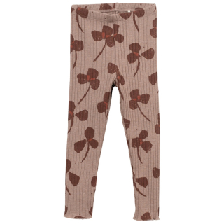 Play Up Legging Bloemenprint Bruin met elastische taille, ribstructuur en bloemen in warme bruintinten.