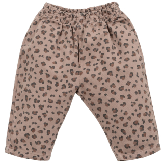 Play Up Broek Panterprint Bruin met elastische taille, wijde pijpen en panterprint in bruine tinten.