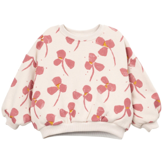 Play Up Sweater Bloemenprint Creme Roze met ronde hals, ruimvallende mouwen en roze bloemenprint.