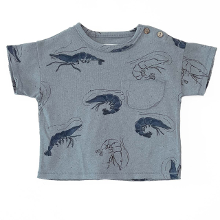 Play Up T-shirt Blauw Garnalenprint Baby