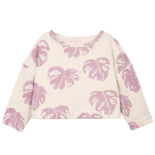 Play Up trui creme/roze bladeren meisjes voorkant