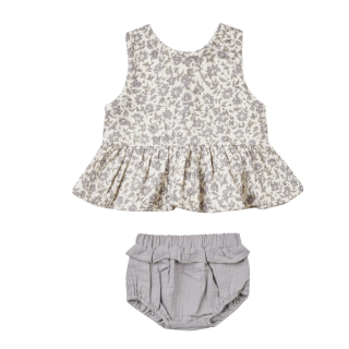 Quincy Mae Set Top Bloomer Creme Blauw Bloemenprint