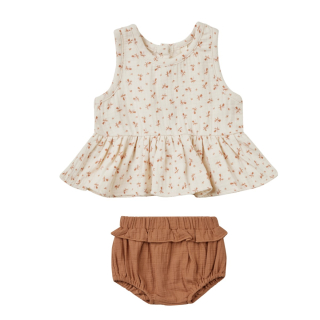 Quincy Mae Set Top Bloomer Creme/Bruin Bloemenprint