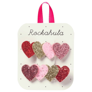 Rockahula haarclip roze/goud/rood hartjes 2 stuks