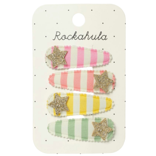 Rockahula haarclip roze groen ster 4 stuks meisjes haaraccessoire