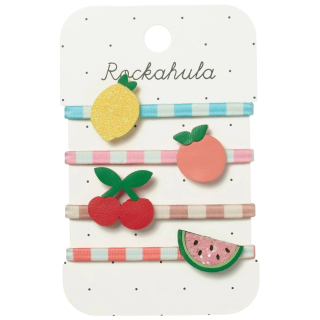Rockahula haarelastiekjes roze/blauw fruit 4 stuks